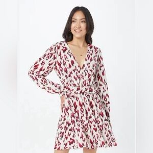 Stotch & Soda In Bloom Dress Pink Leopard Printed Long Sleeve Wedding Guest 12